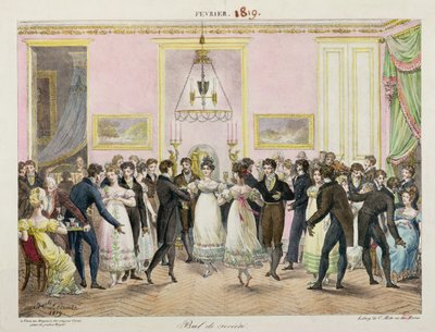 Un bal de société, gravé par Charles Etienne Pierre Motte (1785-1836) 1819 - Hippolyte Lecomte